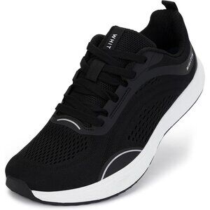 Men's Black White Zero Drop Wide Toe Box Running Soft Mesh Shoes